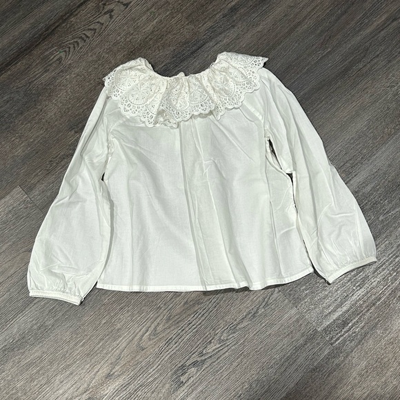 White embroidered Collar Blouse for kids - Picture 5 of 8